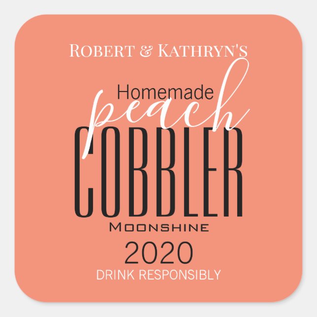 Personalisiertes Etikett "Peach Cobbler" Quadratischer Aufkleber (Vorderseite)