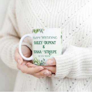 Personalisiertes Eukalyptus-Hochzeitstipendium Kaffeetasse