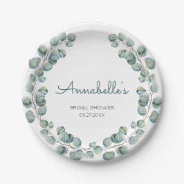 Personalisiertes Eukalyptus-Wreath-Brautparty Pappteller