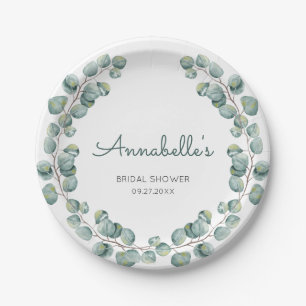 Personalisiertes Eukalyptus-Wreath-Brautparty Pappteller