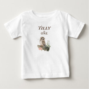 Personalisiertes Eulen-T-Shirt zum 1. Geburtstag f Baby T-shirt