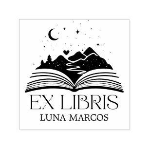Personalisiertes Ex Libris mit einem Buch und Ster Permastempel