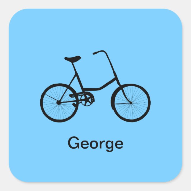 Personalisiertes Fahrrad mit Name Bright Blue Quadratischer Aufkleber (Vorderseite)