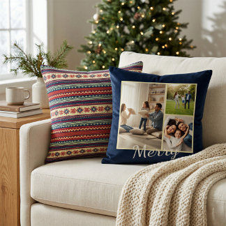 Personalisiertes Fair Isle Weihnachts-Fotokissen Kissen