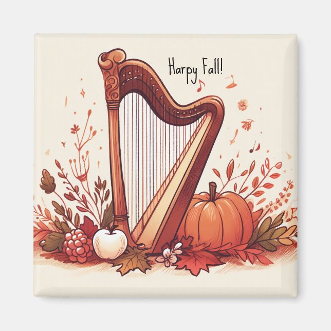 Personalisiertes Fall Theme Harp Pumpkin Magnet (Vorne)