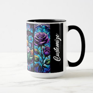 Personalisiertes falsches Bleiglas-Blumenmuster Tasse