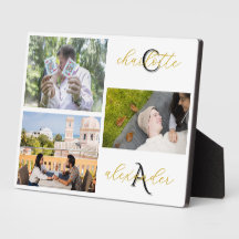 Personalisiertes Familien-3-Foto-Collage-Schild-Ge