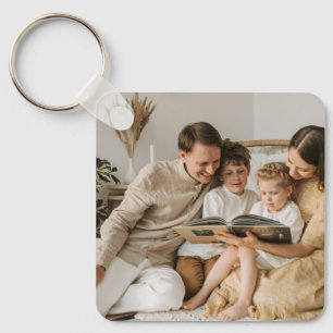 Personalisiertes Familien-Doppelseitiges Zwei-Foto Schlüsselanhänger