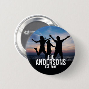 Personalisiertes Familien-Foto mit Familiennamen Button