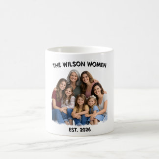 Personalisiertes Familien-Frauen-Foto, Name & Jahr Kaffeetasse