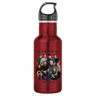 Personalisiertes Familien-Männer-Foto, Name & Jahr Edelstahlflasche