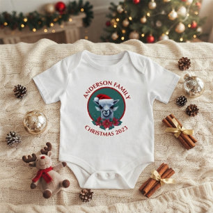 Personalisiertes Familien-Weihnachts-Lama-Design Baby Strampler