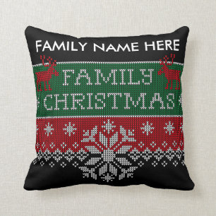 Personalisiertes Familien-Weihnachtshässliche Kissen