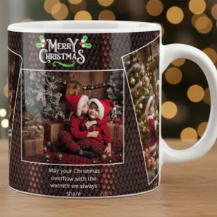 Personalisiertes Familienbild-Geschenk mit Frohe W Jumbo-Tasse