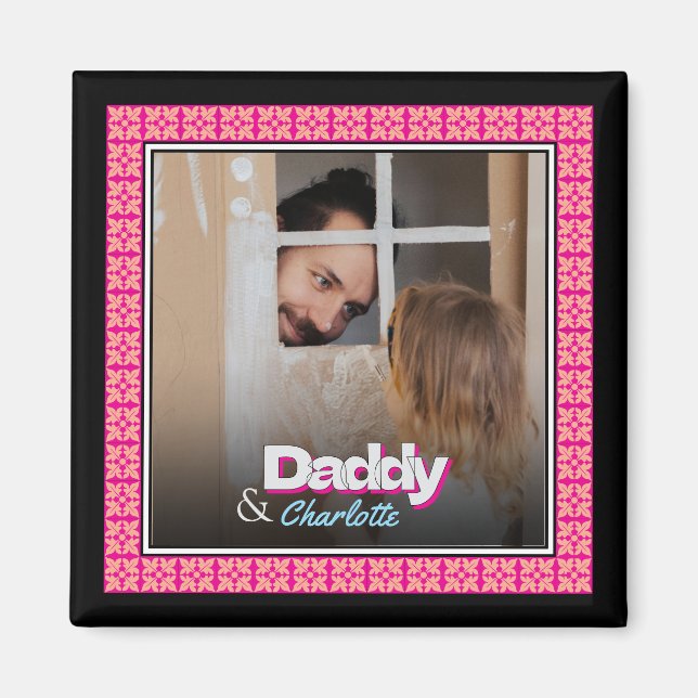 Personalisiertes Familienbild - Vater-Tochter-Sohn Magnet (Vorne)