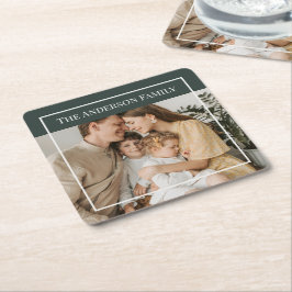Personalisiertes Familienfoto | Benutzerdefinierte Rechteckiger Pappuntersetzer