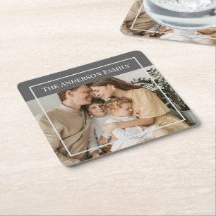 Personalisiertes Familienfoto   Benutzerdefinierte Rechteckiger Pappuntersetzer