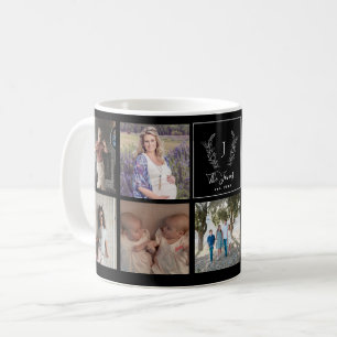 Personalisiertes Familienfoto-Collage-Monogramm Na Kaffeetasse
