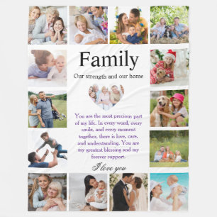 Personalisiertes Familienfoto-Collage-Poster mit H Fleecedecke