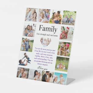 Personalisiertes Familienfoto-Collage-Poster mit H Sockelschild