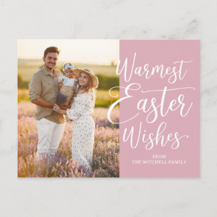 Personalisiertes Familienfoto Frohe Ostern Blush R Postkarte
