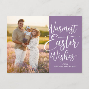 Personalisiertes Familienfoto Frohe Ostern Violett Postkarte