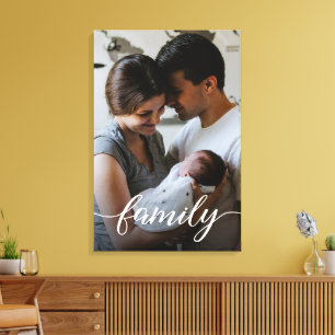 Personalisiertes Familienfoto mit moderner Schrift Leinwanddruck