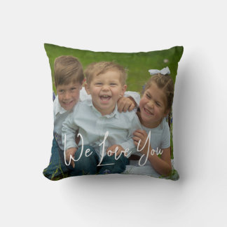 Personalisiertes Familienfoto-We-Love-You-Wurfkiss Kissen