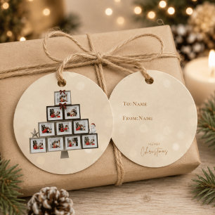 Personalisiertes Familienfoto-Weihnachtsbaum-Gesch Geschenkanhänger