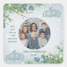 Personalisiertes Familienfoto Winter-Kiefer Weihna