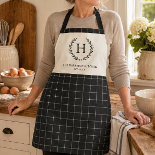 Personalisiertes Familienmonogramm Modern Kariert Schürze