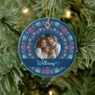 Personalisiertes Familienportrait Blue Festival Ma Keramik Ornament