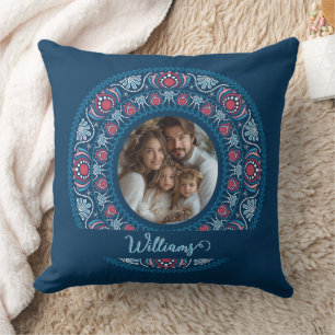 Personalisiertes Familienportrait Blue Festival Ma Kissen