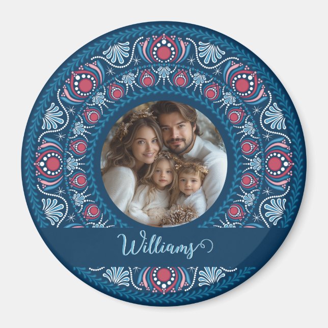 Personalisiertes Familienportrait Blue Festival Ma Magnet (Vorne)