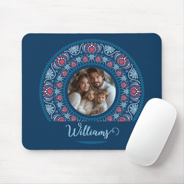 Personalisiertes Familienportrait Blue Festival Ma Mousepad (Mit Mouse)