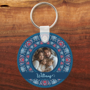 Personalisiertes Familienportrait Blue Festival Ma Schlüsselanhänger