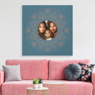 Personalisiertes Familienportrait Gold Rokoko Mand Leinwanddruck