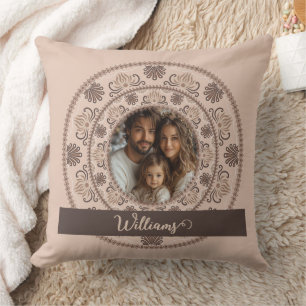 Personalisiertes Familienportrait Warme Neutrals M Kissen
