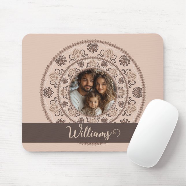 Personalisiertes Familienportrait Warme Neutrals M Mousepad (Mit Mouse)