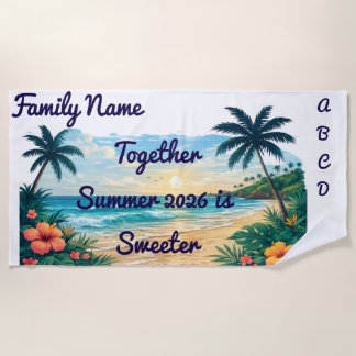 Personalisiertes Familienstrandtuch | Tropischer S Strandtuch