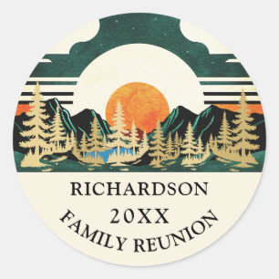 Personalisiertes Familientreffen Outdoor Retro Son Runder Aufkleber