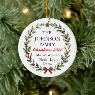 Personalisiertes Familienweihnachten Keramik Ornament