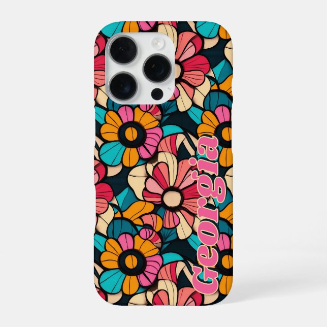 Personalisiertes, fantastisches Retro-Muster iPhone 16 Pro Hülle (Rückseite)