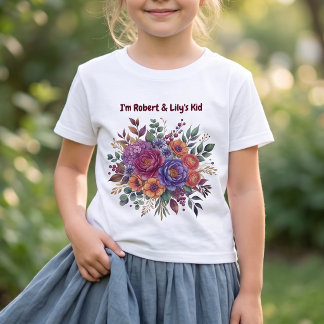 Personalisiertes farbenfrohes Blumen-Kinder-T-Shir T-Shirt