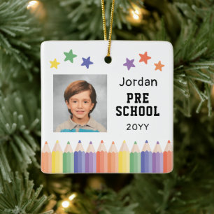 Personalisiertes farbenfrohes Foto-Andenken für Ki Keramikornament