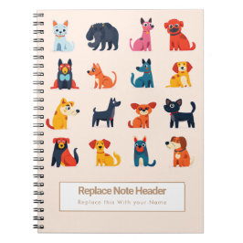 Personalisiertes Farbige Süße Hunde Notizbuch Notizblock