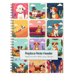 Personalisiertes Farbige Süße Hunde Notizbuch Notizblock