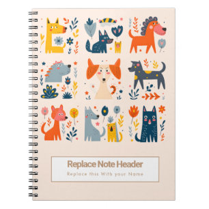 Personalisiertes Farbige Süße Hunde Notizbuch Notizblock