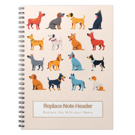 Personalisiertes Farbige Süße Hunde Notizbuch Notizblock