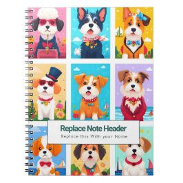 Personalisiertes Farbige Süße Hunde Notizbuch Notizblock